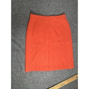 J. Crew Tangerine Orange Wool Skirt Lined Pencil Skirt Size 6